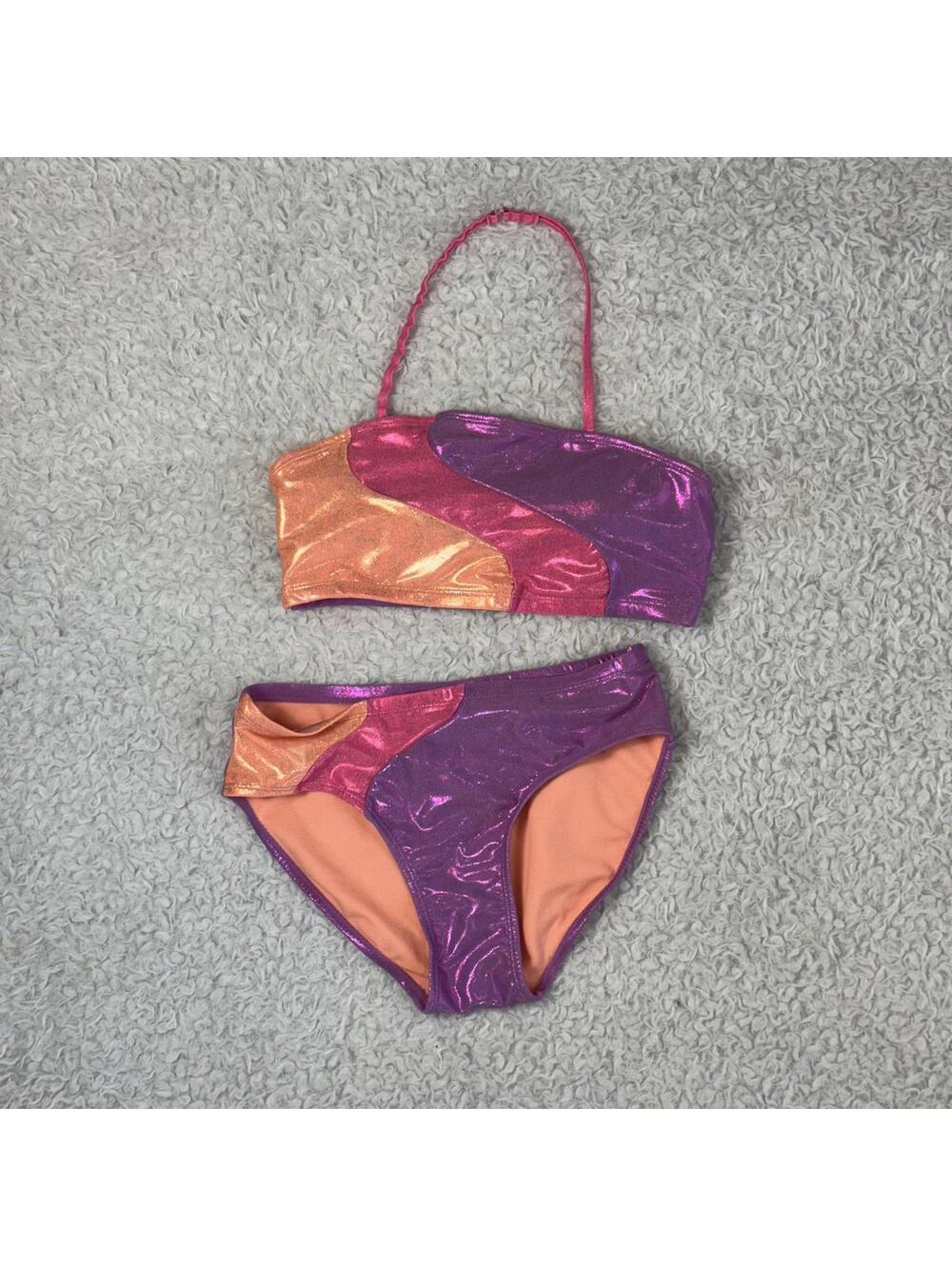 Justice Girls Beach Shine 2-piece Bikini Set Swimsuit (size XL 16/18) #TM225